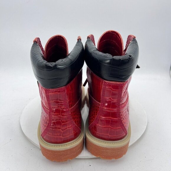 Sycamore Style Construct Obsidian Men Size 12 Red Embossed Leather Lug Boot - Picture 7 of 16